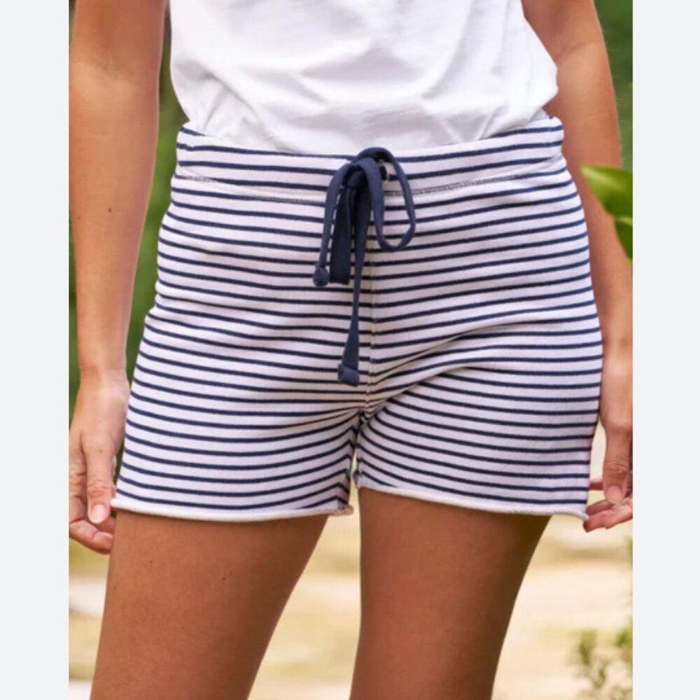 Frank & Eileen PEARL Favorite Sweatshorts Triple Fleece Size: M WHITE/Navy